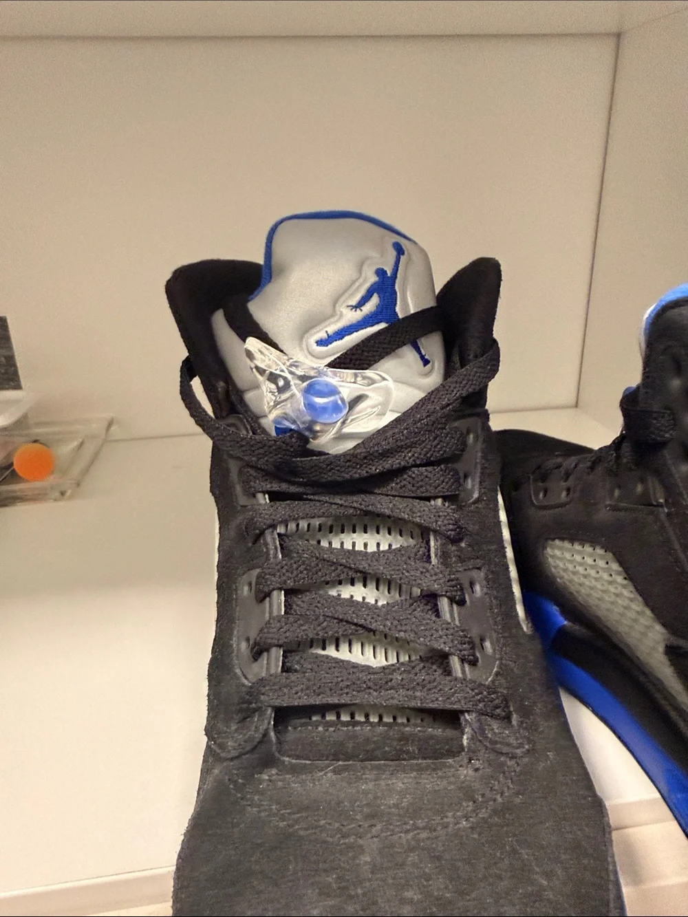 Jordan 5s retro Black and Blue Suede Racer Blue Basketball Sneakers